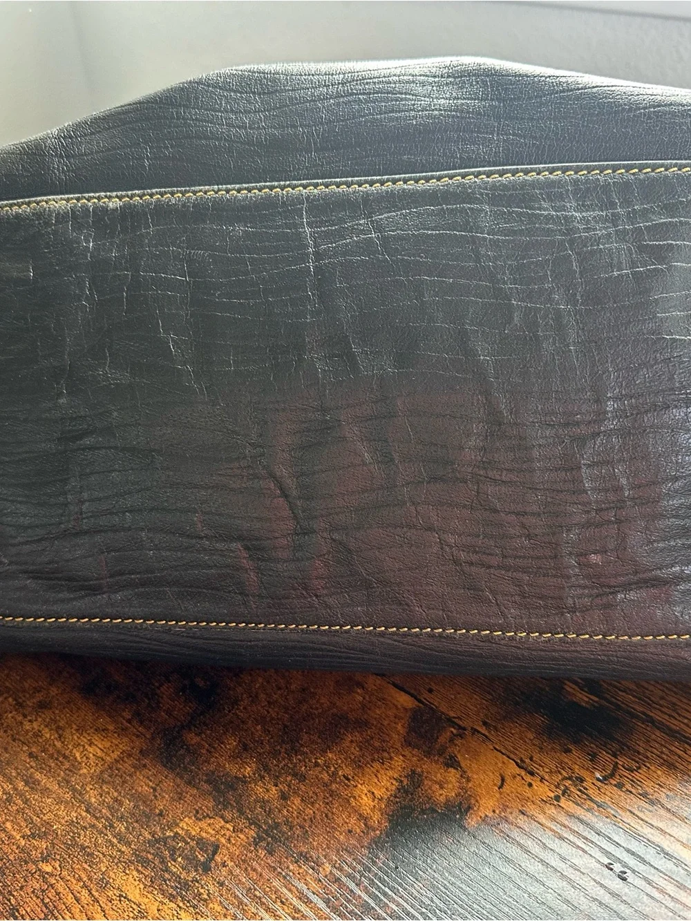 Dooney & Bourke Black Tote with Brown Leather Handles